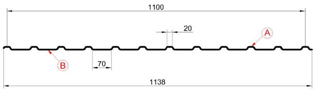 Профнастил для кровли Металл Профиль С-10x1100-А,В Схема