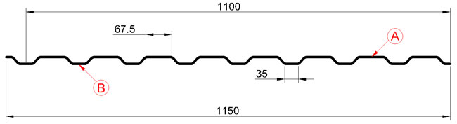 Профнастил для кровли Металл Профиль МП-20х1100 Схема