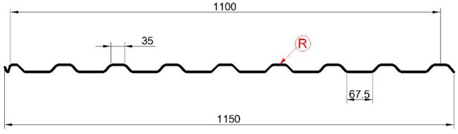 Профнастил для кровли Металл Профиль МП-20х1100 Схема 3